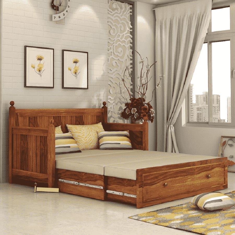 sofa giường gỗ kéo 